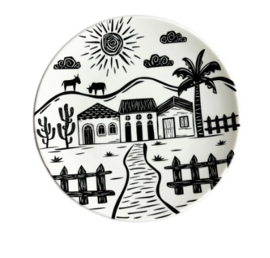 Prato Sobremesa Porcelana Junina Sertão 21 cm