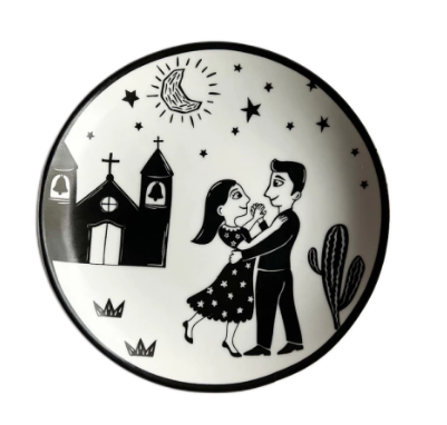 Prato Pão em Porcelana Junina Cordel Casal 16cm