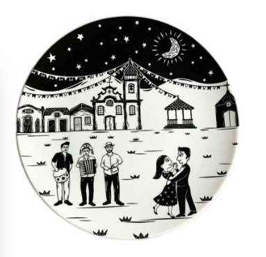 Prato Raso Porcelana Junina Cordel Vila 26cm
