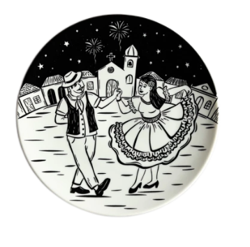 Prato Sobremesa Porcelana Junina Rodada 21 cm