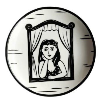 Prato Pão em Porcelana Junina Cordel Menina 16cm