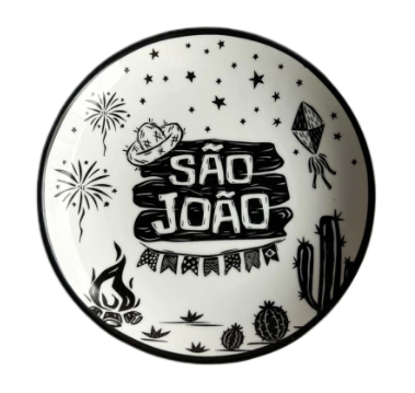 Prato Pão em Porcelana Junina Cordel São João 16cm
