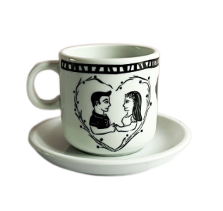Xícara de chá em Porcelana Junina Te amo 200ml