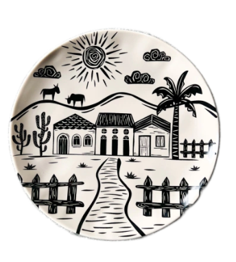 Prato Sobremesa Porcelana Junina Sertão Bege 21 cm