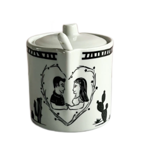 Açucareiro em Porcelana Junina 300ml