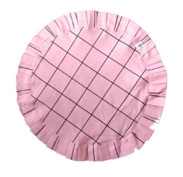 Jogo Americano Redondo Babados Grid Rosa