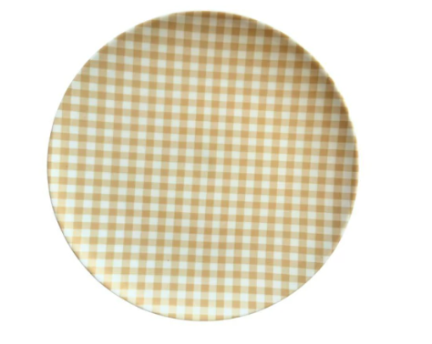 Prato Raso Cupido Xadrez Bege 26cm