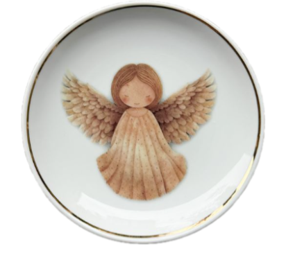 Prato pão Presépio Wood Anjo 16cm c/ ouro