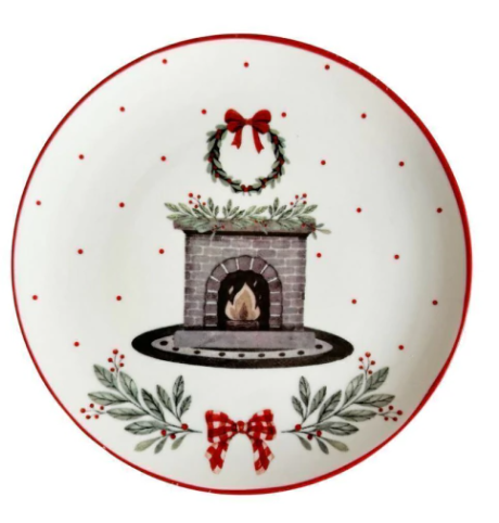 Prato Sobremesa Noel Lareira 21cm