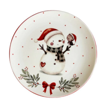 Prato Sobremesa Noel Boneco 21cm