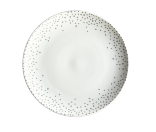 Prato Raso em Porcelana Branco 26cm Estampa Sparkles