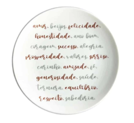 Prato Sobremesa Porcelana Ano Novo 21 cm