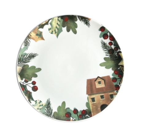 Prato Raso Porcelana 26,5cm Estampa Casinha