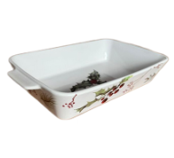 REFRATÁRIO DE PORCELANA ESTAMPA AZEVINHO M 28X15cm