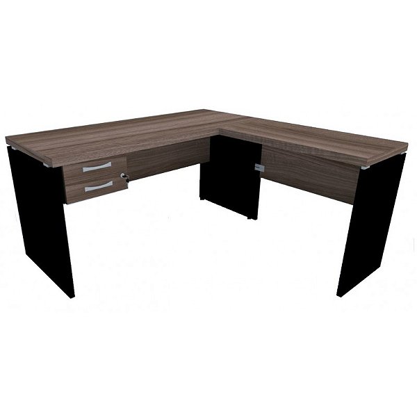 Jogo  de mesa em l 170x160 PE40 com   2 gavetas pandin