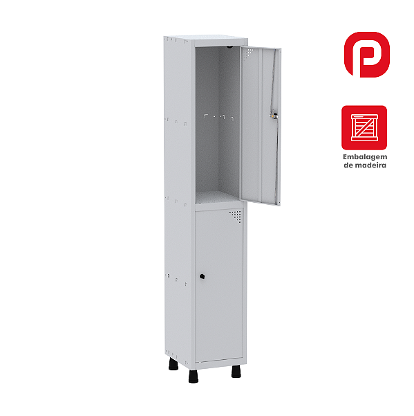 Roupeiro Aço com 2 portas cristal  para cadeado Pandin GRP 501/2