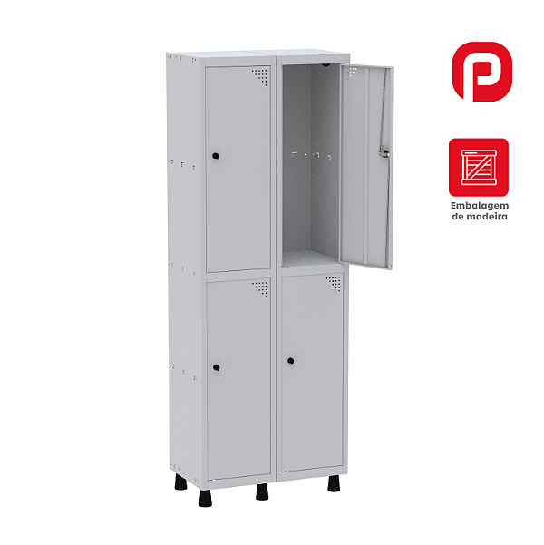 Roupeiro Aço com 4 portas cristal  para cadeado Pandin GRP 502/4