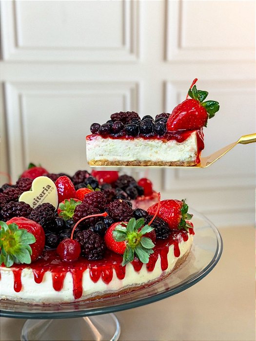 Torta Cheesecake de Frutas Vermelhas Fatia