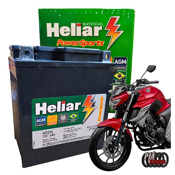 Bateria Moto Heliar Htz7 6 Ampéres Twister Cb300 Fazer