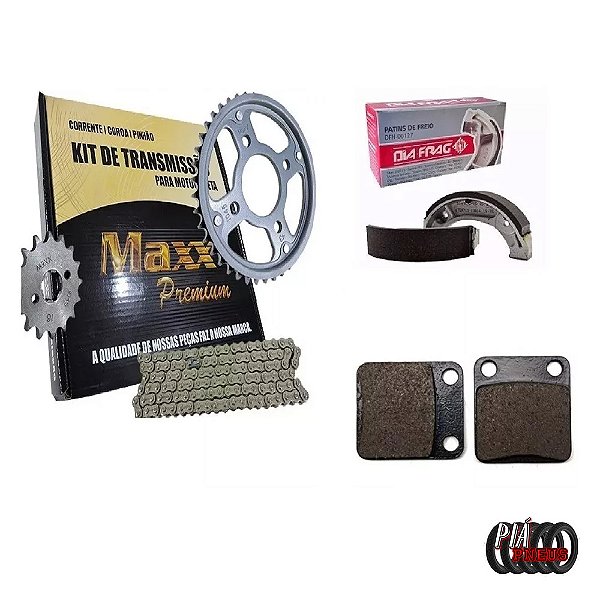 Kit relação Maxxi Premium com retentor + Pastilha dianteira Diafrag  + Lona trazeira stander Diafrag