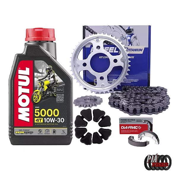 Kit Relação Riffel COM retentor  +  Óleo Motul 10w30 1 + Coxim + Lona trazeira estender Diafrag