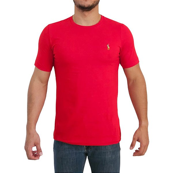 Camiseta Ralph Lauren Vermelho Logo Colorido