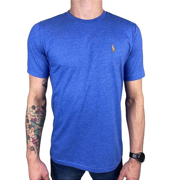 Camiseta Ralph Lauren Azul Royal Mescla Logo Colorido