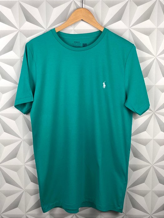 Camiseta Ralph Lauren Verde Esmeralda Logo Clássico Branco