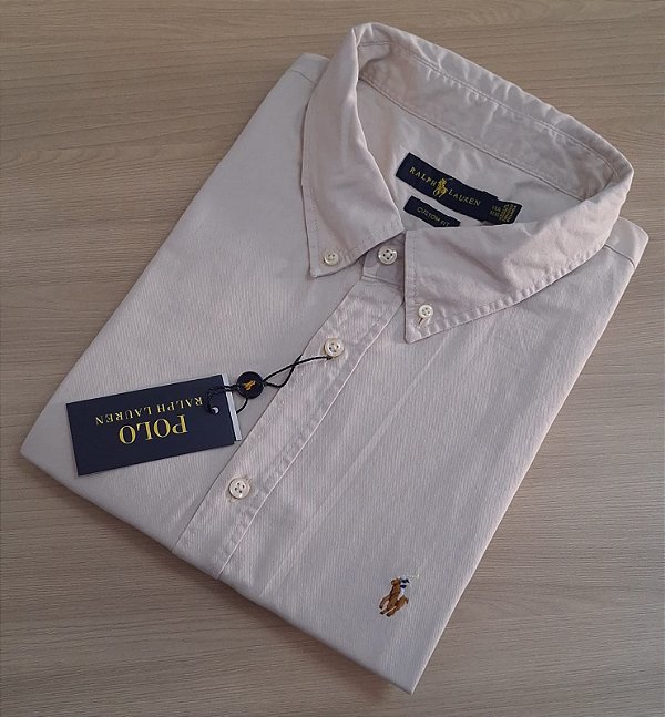 Camisa Social Oxford Manga Curta Off-White Logo Colorido