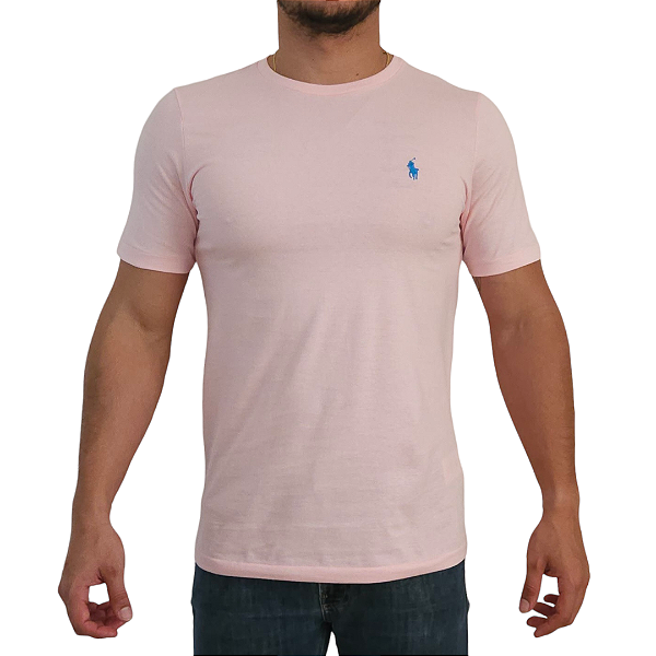 Camiseta Ralph Lauren Rosa Claro Logo Clássico Verde