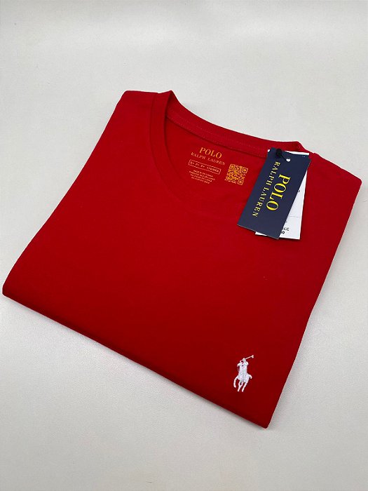 Camiseta Ralph Lauren Vermelho Logo Clássico Branco