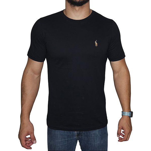 Camiseta Ralph Lauren Preto Logo Colorido