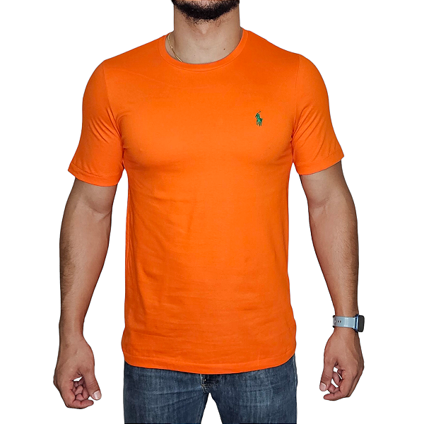 Camiseta Ralph Lauren Laranja Logo Clássico Verde