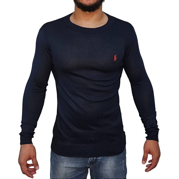 Suéter Ralph Lauren Gola Redonda Azul Marinho