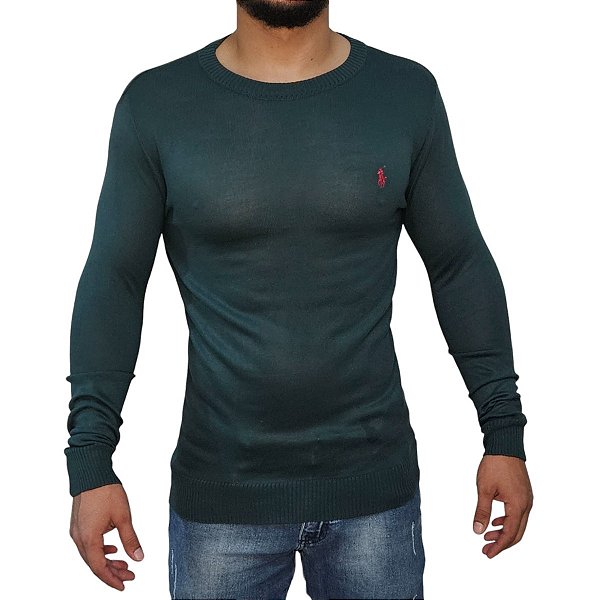 Suéter Ralph Lauren Gola Redonda Verde Militar