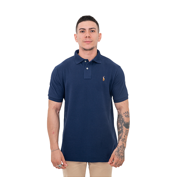 Polo Ralph Lauren Marinho Logo Colorido