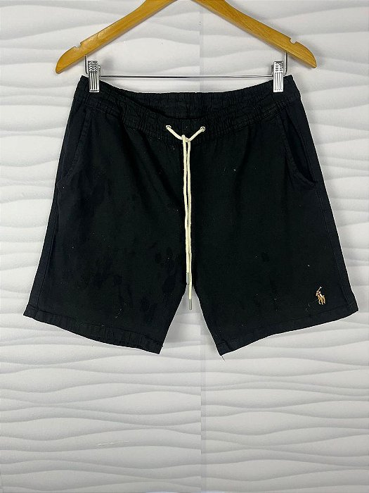 Short Sarja Ralph Lauren Preto Logo Colorido