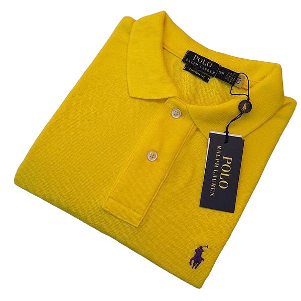 Polo Ralph Lauren Amarelo Logo Clássico Roxo