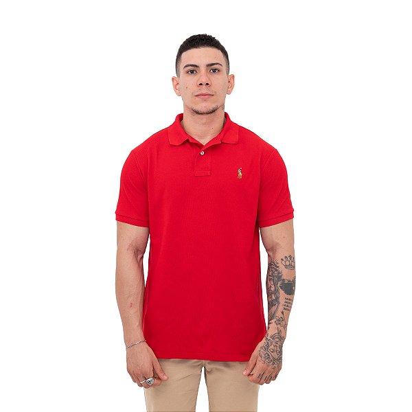 Polo Ralph Lauren Vermelho Logo Colorido