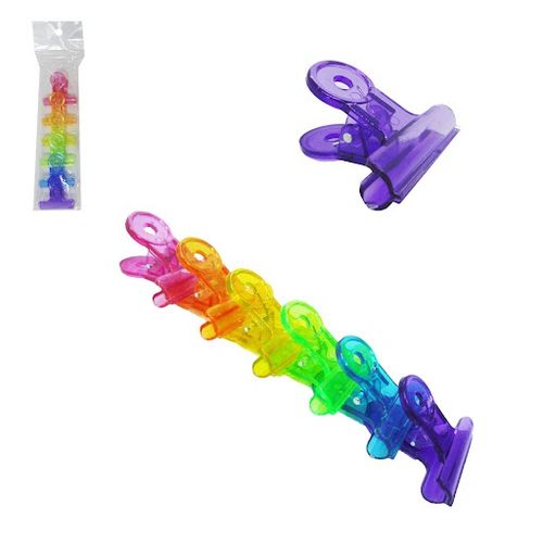 PRENDEDOR DE PAPEL DE PLASTICO COLORS C/6 PCS 4X4
