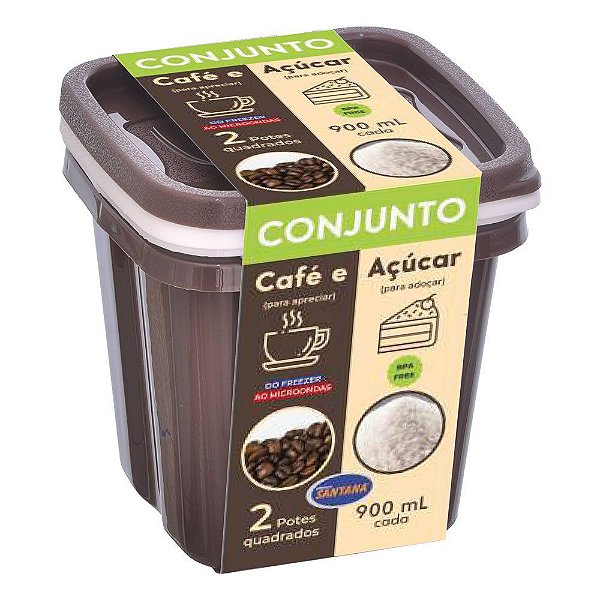 CONJUNTO 2 POTES CAFÉ E AÇUCAR 900ML CADA SANTANA