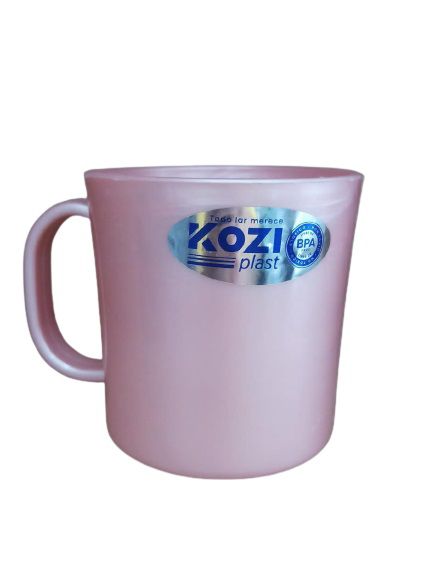 CANECA RETA 400ML ROSA PEROLADO KOZIPLAST