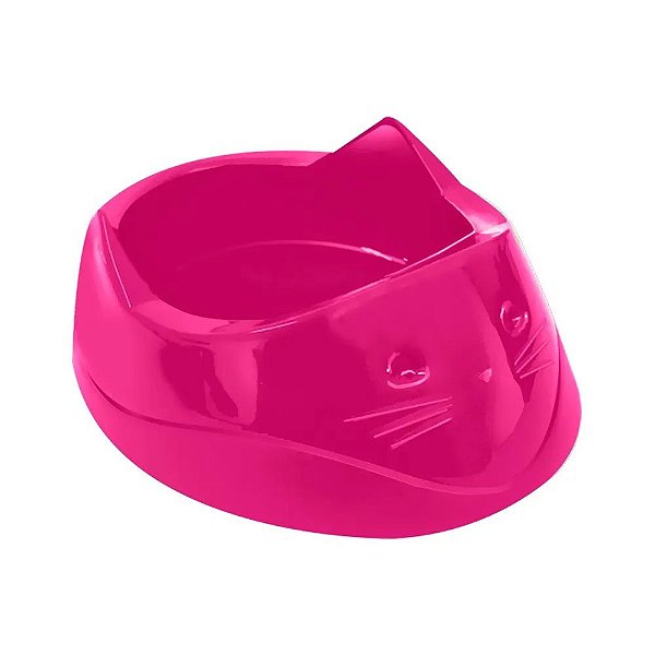 COMEDOURO PARA PET CARA DO GATO ROSA 200ML UNIDADE