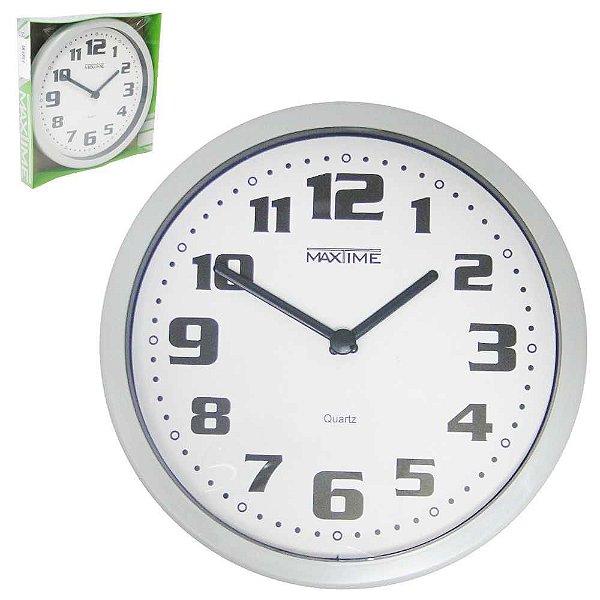 RELOGIO DE PAREDE REDONDO CINZA ARABICO 24CM