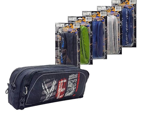 ESTOJO NYLON TRIPLO PORTA CANETAS MASCULINO