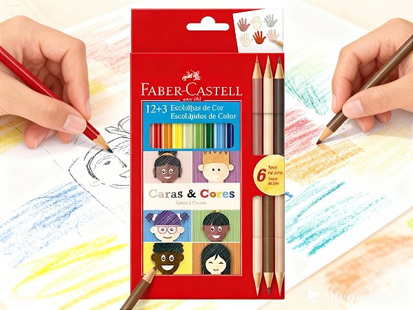 LAPIS DE COR ECOLAPIS 12+3 CARAS & CORES FABER