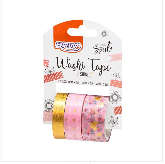 FITA ADESIVA WASHI TAPE - SHINE ROSA - 10/15/20X3M