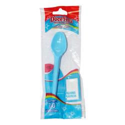 COLHER PLASTICA MEDIA AZUL 10 UNIDADE