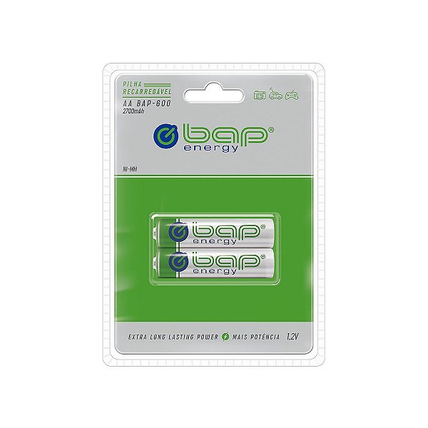 Pilha Recarregável AA BAP-600 2700mAh com 2