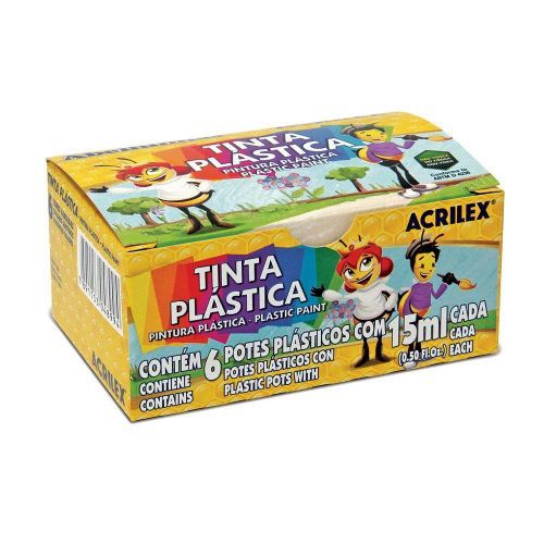 TINTA PLASTICA 06 CORES 15ML ESTOJO ACRILEX